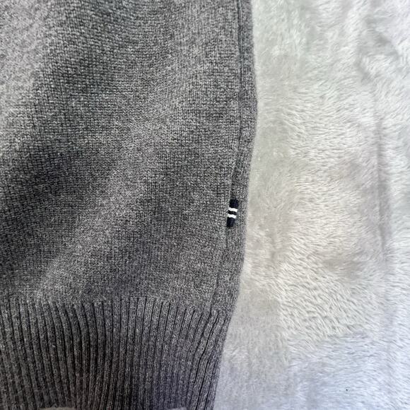 Nautica Mens L Full Zip Mock Neck Cardigan Sweater Gray Horizontal Rib Pockets - Picture 5 of 12